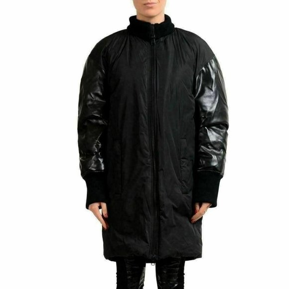 Just Cavalli Women's Black Duck Down Parka Coat US S IT 40